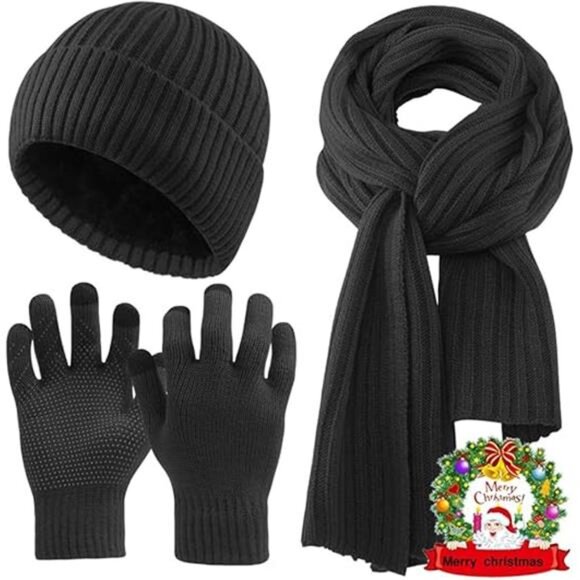 3-in-1 Thermal Winter Gear Set – Touchscreen Gloves, Ribbed Knit Scarf - Picture 8 of 8